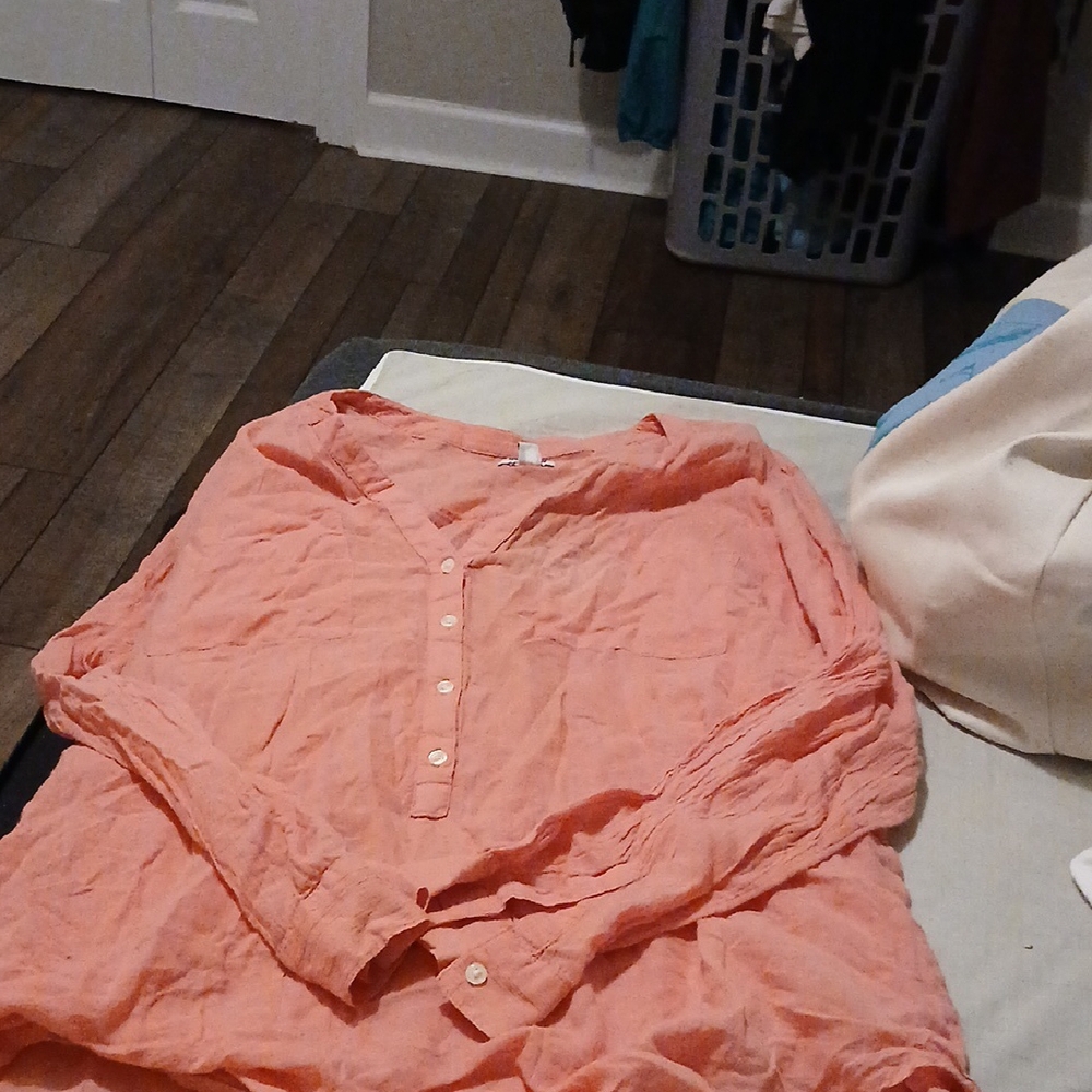 Peach Button-Up Blouse
